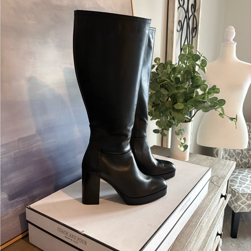 Coach and Four Black Heeled Boots